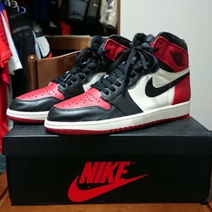 NIKE AIR JORDAN1 RETRO HIGH OG BRED TOE ナイキ エア ジョーダン1 ブレッドトー つま赤 US9.5 27.5cm 国内正規品 555088-610 説明文必読