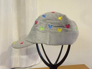 ◯ DISNEY RESORT ◯ キッズ・ガールズ　灰色帽子　ワークキャップ サイズ５６cm〜５８cm　キャップ　帽子　ミッキーマウス