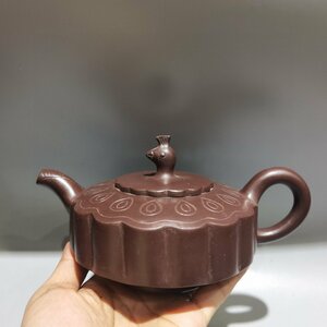 ◆古寳堂◆近現代 紫砂壺 孔雀壺 顧紹培 紫泥 茶具 茶道品 極細工 古置物 古擺件 中国古美術 時代物 古董品