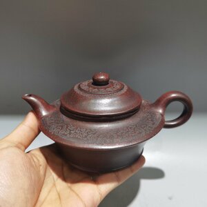 ◆古寳堂◆近現代 紫砂壺 顧景舟 龍血砂 茶具 茶道品 極細工 古置物 古擺件 中国古美術 時代物 古董品