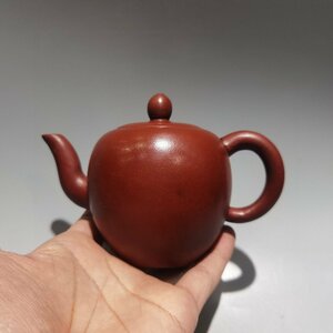 ◆古寳堂◆近現代 紫砂壺 美人眉壺 顧景舟 紅泥 茶具 茶道品 極細工 古置物 古擺件 中国古美術 時代物 古董品