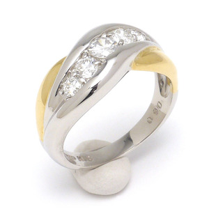  diamond ring #11 approximately 11 number 750YG/Pt850* diamond 0.90ct yellow gold platinum bai color ring 