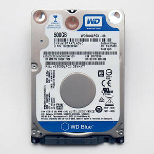 WD　2.5インチ　HDD　500GB　正常　615時間　7mm　WD5000LPCX-08VHA　動作品