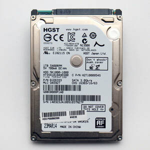 HGST　2.5インチ　HDD　1TB　注意　2769時間　9.5mm　HTS541010A9E680　動作品