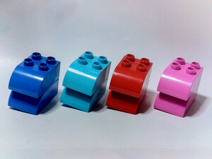 レゴデュプロ 2×3　カーブブロック 8個セット　青、水色、赤、ピンク　各2個　パーツ 特殊ブロック 