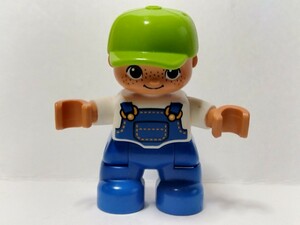  Lego Duplo кукла ребенок мужчина желтый зеленый колпак fig детали особый блок 