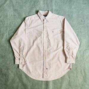 90s Ralph Lauren ラルフローレン YARMOUTH マルチ ストライプ ボタンダウンシャツ / 古着 ビンテージ ヴィンテージ 長袖シャツ ポニー 80s