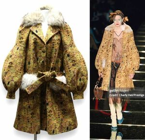 良品 ◆超レア◆ 国内正規 Christian Dior クリスチャン ディオール John Galliano ガリアーノ コヨーテ ファー ジャガード ウール コート