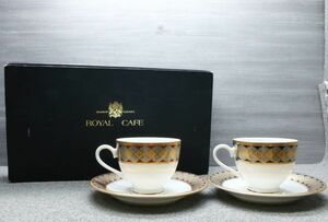 ロイヤルカフェ 24KT カップ＆ソーサー 2客セット ROYAL CAFE