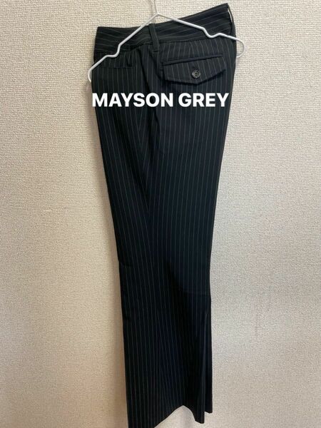 MAYSON GREY センタープレス　パンツ　ストライプ　ブラック