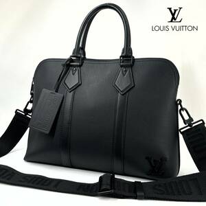 1円【未使用】展示品 ルイ ヴィトン LOUIS VUITTON アエログラム テイクオフ ブリーフケース 2way IC ビジネス バッグ レザー ブラック