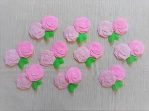 折り紙　『 花 花畑 ピンク　バラ 八重桜 』②　壁面飾り 壁飾り リース パーツ ハンドメイド