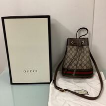 GUCCI ショルダーバッグ 巾着 レザー　斜め掛け 保護袋　箱付き　_画像1