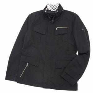 定価5万円●BURBERRY BLACK LABEL バーバリー ブラックレーベル ジャケット ライダース ブラック メンズ Lサイズ 正規品 1円スタート