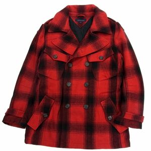 美品 定価84.700円■TOMMYHILFIGER トミーヒルフィガー ピーコート ダブルブレスト チェック柄 冬物 メンズ 1円スタート