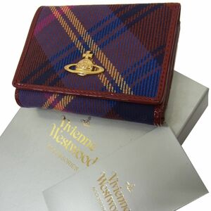 美品◇Vivienne Westwood 3つ折り 財布 コンパクトウォレット パスケース/箱付 ゴールド オーブ ヴィヴィアンウェストウッド レディース