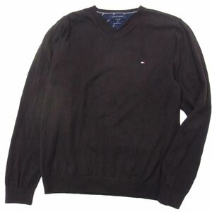 ☆TOMMY HILFIGER トミーヒルフィガー Vネック コットンニット メンズ 大きめサイズ XL 1円スタート