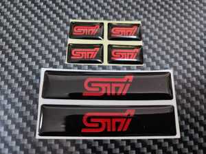 STI 3Dミニステッカー 6枚セット■フォレスター レガシィB4 アウトバック インプレッサスポーツ BRZ WRX S4レヴォーグ エクシーガ