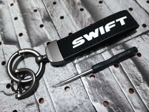 スズキ スイフト SWIFT スエード キーホルダー カラビナ■スイフトスポーツ キーリング 