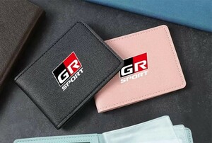 トヨタ【GR SPORT】ブラックレザーカードケース 薄型■プリウス クラウン ハリアー アルファード アクア ヤリスクロス ライズ RAV4 86 C-HR