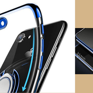 iPhone 8用ケース 青色 リング付き ブルー 透明 TPU 薄型 軽量 人気 オシャレ iPhone7 iPhoneSE2も可 アイホン アイフォン アイホーンの画像8