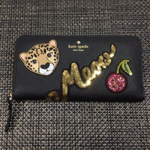 【保管品/インボイス登録店/TO】 ケイト・スペード kate spade 財布 ヒョウ・チェリー / アップリケ MEOW RS0201/0016