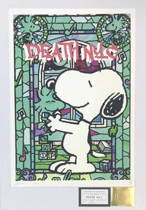 DEATH NYC アートポスター 世界限定100枚 スヌーピー SNOOPY PEANUTS ポップアート ウッドストック ステンドガラス柄 現代アート ポスター