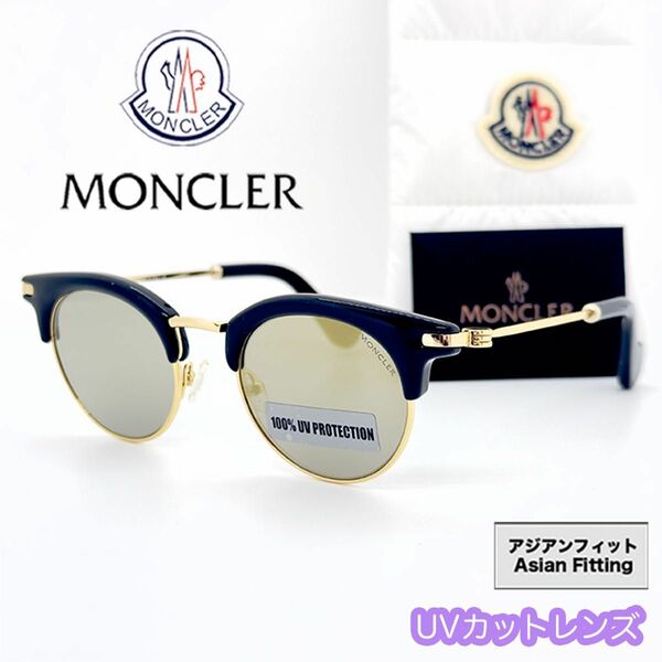 【新品/匿名配送】MONCLER モンクレール サングラス ML0035 ブラック ゴールド ミラーレンズ メンズ イタリア製