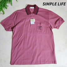 未使用品 レナウン SIMPLE LIFE 半袖ポロシャツ 赤紫っぽいピンク Lサイズ 胸ポケット 刺繍 82917_画像1