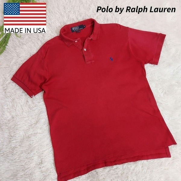 USA製 Polo by Ralph Lauren 半袖ポロシャツ・赤 表記サイズM アイビー アメトラ アメカジ 82198