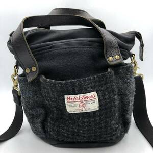 【Folna Harris tweed】　ショルダーバッグ　ハンドバッグ　２WAY　ブラック　鞄　中古