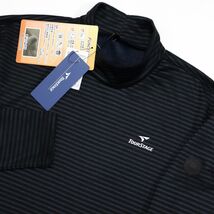 ★ブリヂストン ツアーステージ ゴルフ GOLF 新品 メンズ 裏起毛 ボーダー 長袖 モックネック シャツ 黒 [1234061C2T-17-M]一 三 壱★QWER_画像2