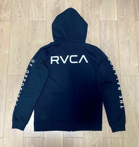 【美品、希少】RVCA ルーカ　ジップ　パーカー　ブラック　人気バックプリント