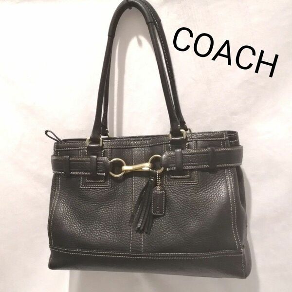 COACH コーチレザー バッグ ブラック 難あり美品 