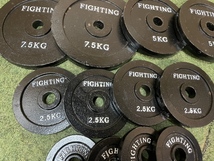 FIGHTING ROAD バーベルプレートセット 15Kg×2/10Kg×2/7.5Kg×2/5Kg×2/2.5Kg×4/1.25Kg×4/計90Kg 穴径28mm 筋トレ 「1919」_画像7