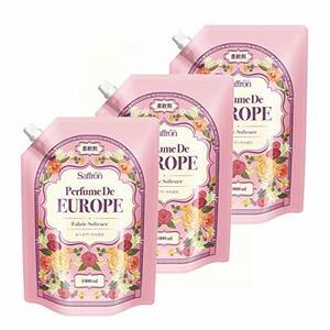 【まとめ買い】香りサフロン柔軟剤パフュームドヨーロッパ ローズブーケの香り大容量1000ml×3個