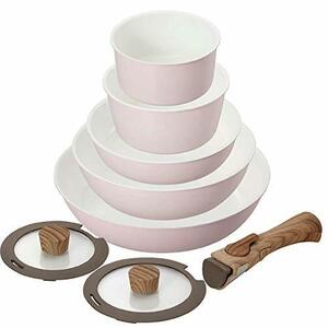 Bestco Fring Pan Pot 8-частный набор Sakura Pink Cerati Ceramic One Renter IH совместимая ручные руки ND-8186