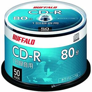  Buffalo music for CD-R 1 times recording 80 minute 700MB 50 sheets spindle white lable RO-CR07M-050PW/N