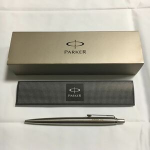 極美品 筆記確認済 アメリカ製 PARKER パーカー ボールペン シルバー ブルーインク ノック式 箱付き