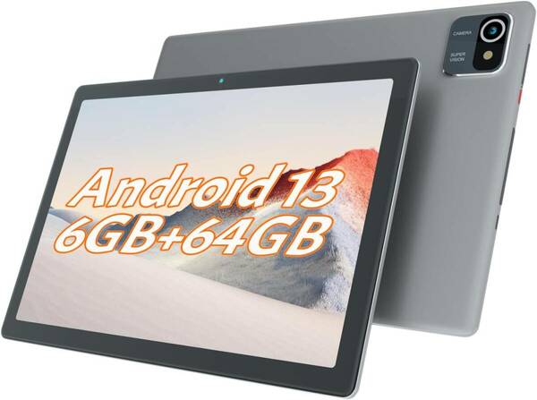 Android 13 タブレット、10 インチ、6GB RAM 64GB ROM、デュアルカメラ、5000 mAh バッテリー GMS認証タッチスクリーン タブレット-PC