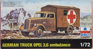 ジャンク ★ ESCI / エッシー　1/72　GERMAN TRUCK　OPEL 3.6 ambulance（ 中袋未開封 ）★ オペル 3.6 野戦救急車　No.8035