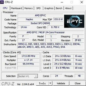 AMD EPYC 7401P 24C 2GHz 3GHz 64MB Socket SP3 1P DDR4-2666 155/170Wの画像3