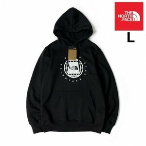 1円～!売切!【正規新品】THE NORTH FACE◆GEO NSE HOODIE パーカー スウェット US限定 地球 裏起毛 ボックスロゴ 男女兼用(L)黒 181130-33