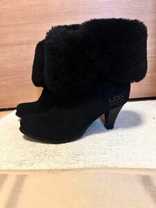 美品UGG ブーツ ムートンショートミドル2wayブーツ Size37 black suede