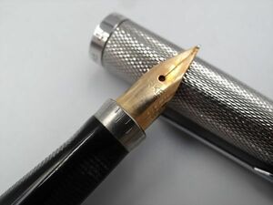 16735a PARKER パーカー 万年筆 シルバー ペン先K14 585 網目柄 吸入式