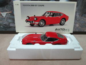 1/１８　「TOYOTA　２０００GT」！！「ソーラーレッド」 最初期ロット貴重な「エラー商品」！！ 「ＡＵＴＯart」