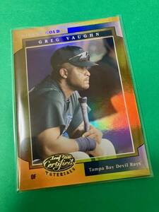 01／25 Greg Vaughn 2001 Leaf Certified Materials Mirror Gold #98 Devil Rays