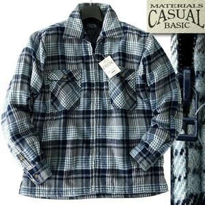 新品 カジュアルベーシック 秋冬 フランネル 中綿 ジャケット M 紺 灰 白 【TBF701_4】 CASUAL BASIC メンズ ブルゾン シャツ アウター