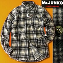 新品 ミスタージュンコ 秋冬 保温 マイクロフリース 長袖 シャツ L ベージュ【104414_WB】 Mr.JUNKO チェック メンズ 軽量 ソフトタッチ_画像1