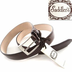 新品 1.5万 Saddler's サドラーズ イタリア製 老舗 牛革 スムース レザー ベルト 80サイズ 濃茶 【K21866】 メンズ 本革 天然皮革